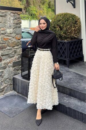 Jupe hijab à motif rose de qualité supérieure