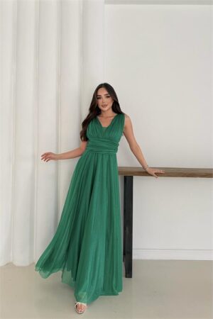 Robe de soirée grande taille pailletée vert émeraude